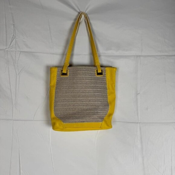 Vera Wang Woven Shoulder Bag Tote  Yellow - Picture 2 of 5
